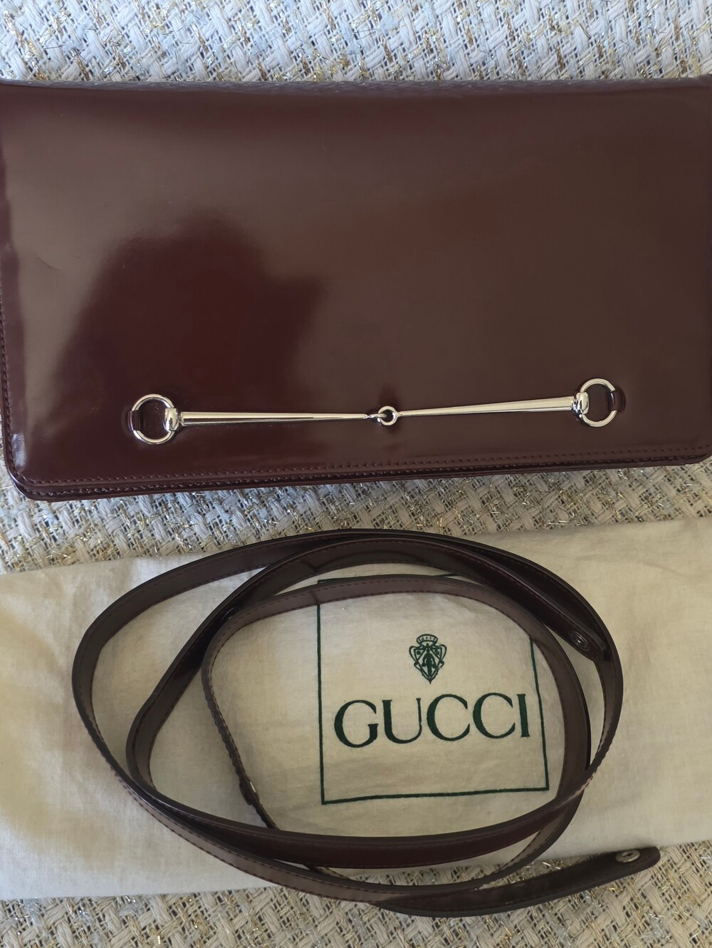 Tom Ford Gucci Leather Slimbit Clutch W/Strap in Burgundy